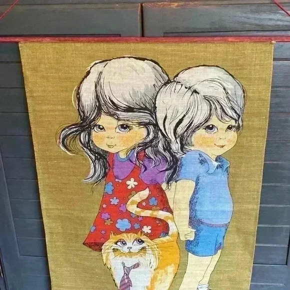 Vintage Wall  Hanging of girl and boy - Picture 11 of 16